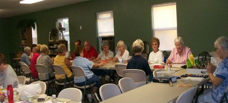 Residents playing bingo in the clubhouse